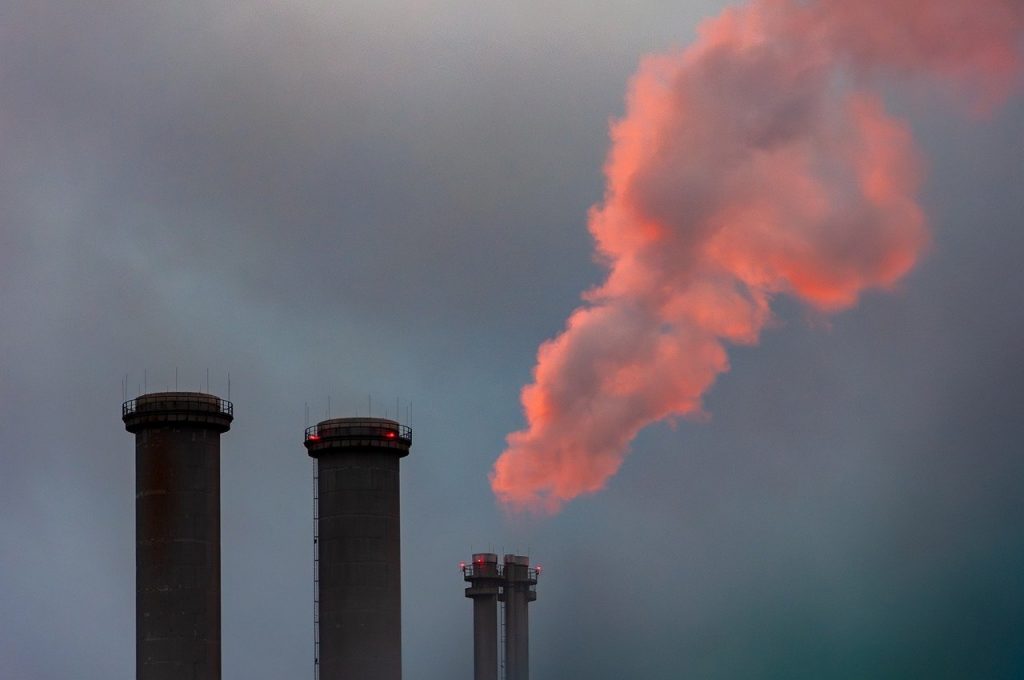chimneys, power plant, industry, smoke, steam, thermal power station, energy